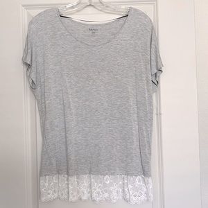 Kenzie Top with White Lace in Color Gray Size Medium